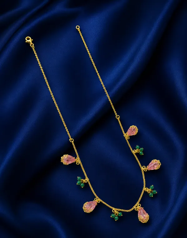 Gold__with__Pnk_stone_with_cover_gold_Glazing_stone__with_Necklace_for_Women