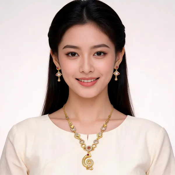 18kt_Gold_Plated_Multicolour_Accent_Necklace_And_Earring_Set_For_Women_|_Anti_Tarnish