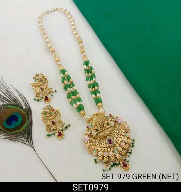 Multicolour_18kt_Gold_Plated_Green_Red_Stone_Beaded_Necklace_Set_For_Women_|_Anti_Tarnish
