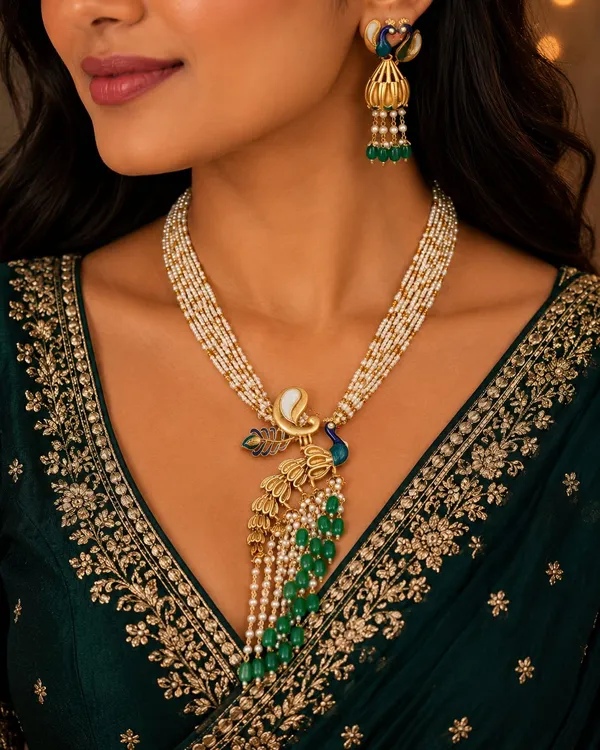 Multicolor_18kt_Gold_Plated_Beaded_Peacock_Necklace_Set_For_Women_|_Anti_Tarnish