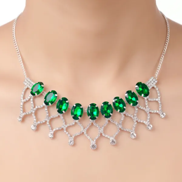 White_dimond__Emerald-Style_Latticeone_Necklace_for_Women_anti_Tarnish