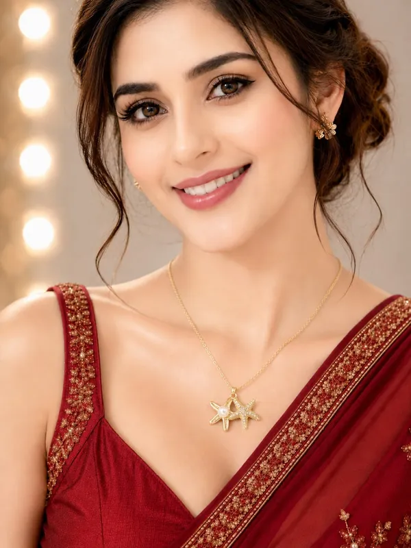 18kt_Gold_Tone_Star_Fish_with_Stone__Necklace__Pandent_for_Women_/Anti_Tarnish
