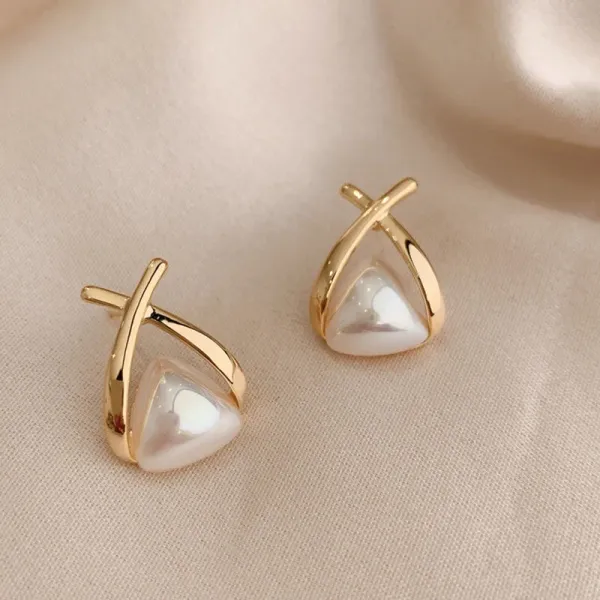 crossed,_flowing_gold-tone_frame_Korean_Earing_For_Women