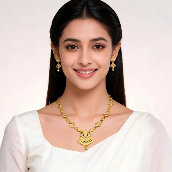 18kt_Gold_Plated_Geometric_Openwork_Necklace_And_Earrings_Set_For_Women_|_Anti_Tarnish