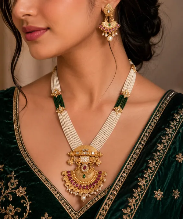 18kt_Gold_Plated_Beaded_Temple_Necklace_Set_For_Women_|_Anti_Tarnish