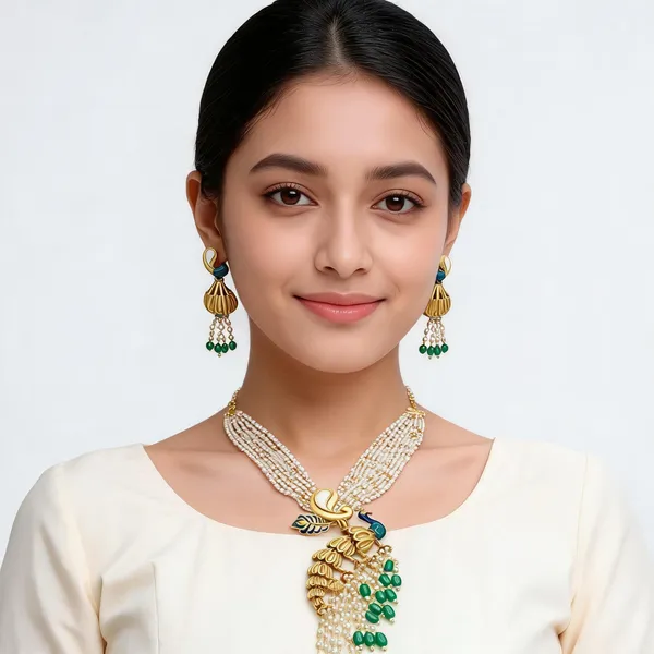 Multicolor_18kt_Gold_Plated_Beaded_Peacock_Necklace_Set_For_Women_|_Anti_Tarnish