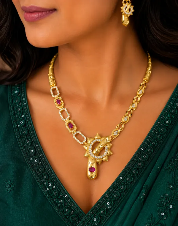 18kt_Gold_Plated_Red_Stone_Floral_Necklace_Set_For_Women_|_Anti_Tarnish