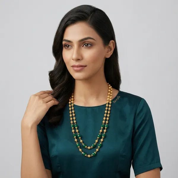 Green_And_18kt_Gold_Plated_Beaded_Long_Necklace_For_Women_|_Anti_Tarnish