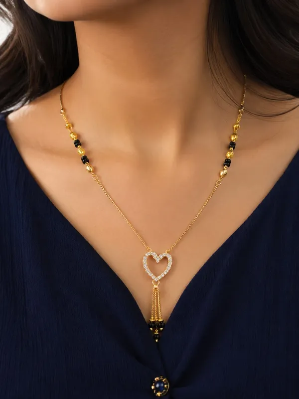 18kt_Gold_Plated_Black_Beaded_Heart_Pendant_Necklace_For_Women_|_Anti_Tarnish