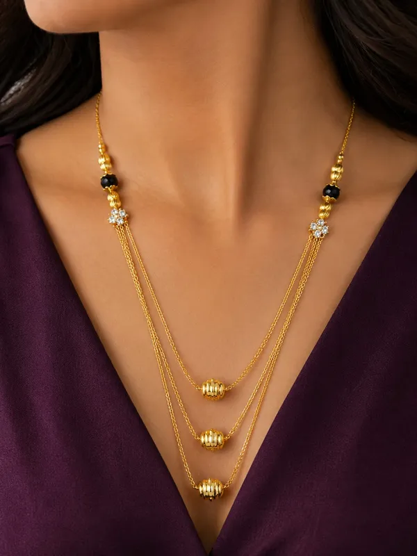 18kt_Gold_Plated_Floral_Black_Bead_Layered_Necklace_Set_For_Women_|_Anti_Tarnish