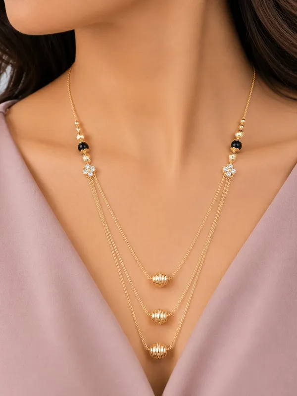 18kt_Gold_Plated_Floral_Black_Bead_Layered_Necklace_Set_For_Women_|_Anti_Tarnish