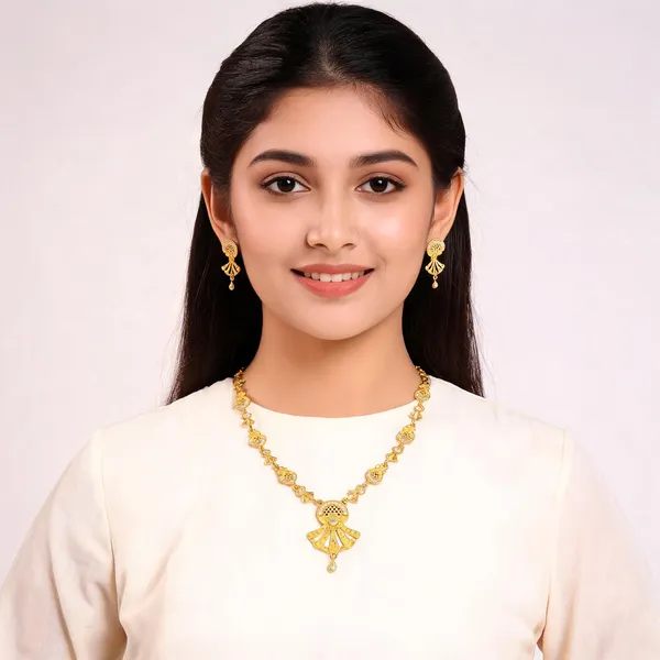 18kt_Gold_Plated_Fan_Pendant_Necklace_And_Earrings_Set_For_Women_|_Anti_Tarnish