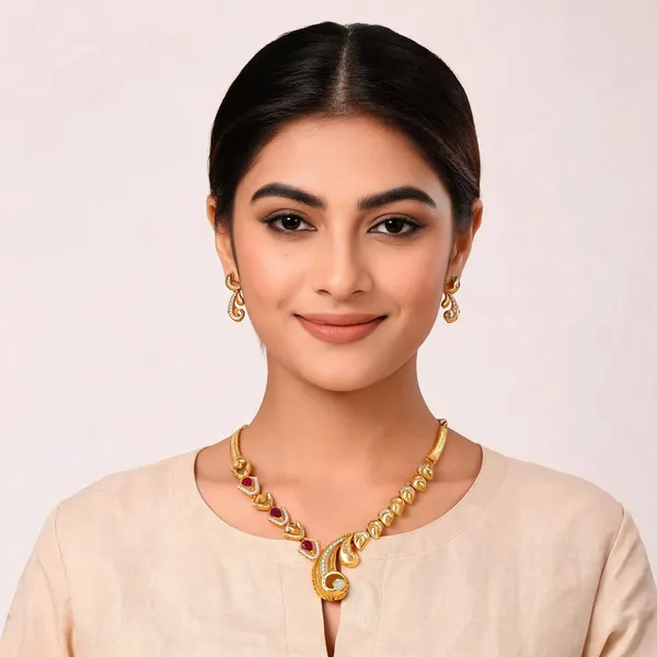 18kt_Gold_Plated_Paisley_Red_Stone_Necklace_And_Earrings_Set_For_Women_|_Anti_Tarnish