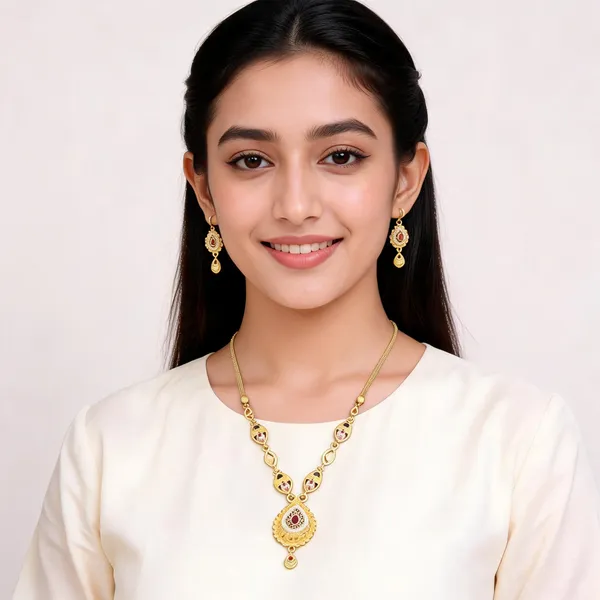 18kt_Gold_Plated_Teardrop_Necklace_And_Earrings_Set_For_Women_|_Anti_Tarnish