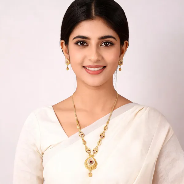 18kt_Gold_Plated_Teardrop_Necklace_And_Earrings_Set_For_Women_|_Anti_Tarnish