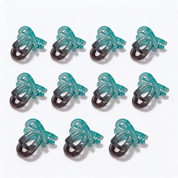 Teal_And_Grey_Translucent_Hair_Claw_Clips_Pack_Of_11