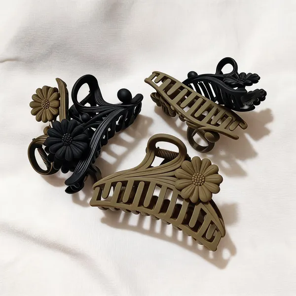 Black_And_Brown_Floral_Hair_Claw_Clips_Pack_Of_3