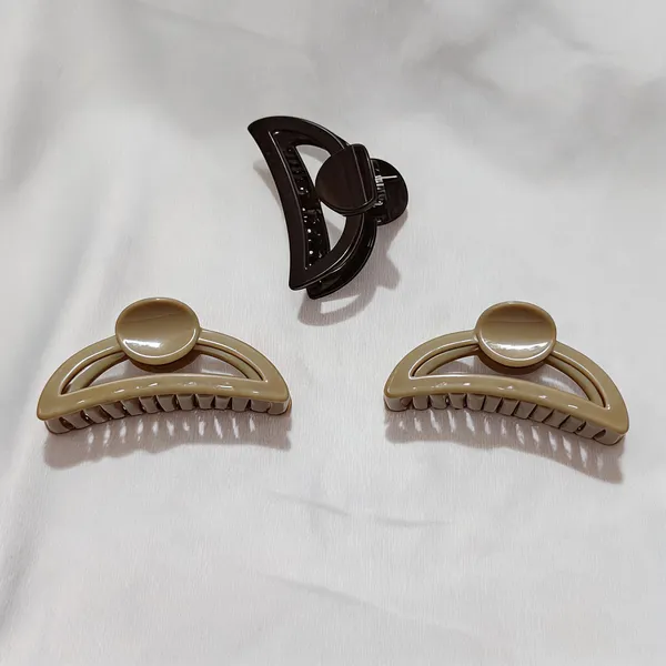 Beige_And_Brown_Glossy_Hair_Claw_Clip_Set_Pack_Of_3