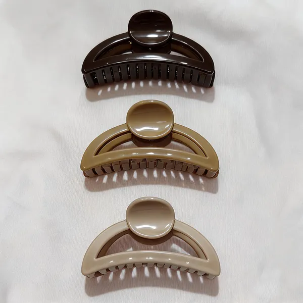 Beige_And_Brown_Glossy_Hair_Claw_Clip_Set_Pack_Of_3
