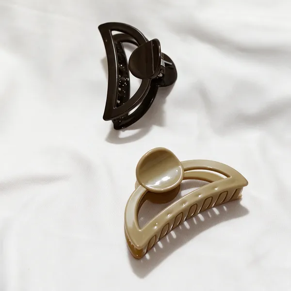Beige_And_Brown_Glossy_Hair_Claw_Clip_Set_Pack_Of_3