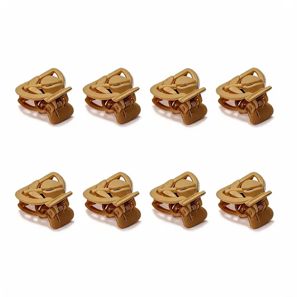 Tan_Geometric_Hair_Claw_Clip_Pack_Of_8