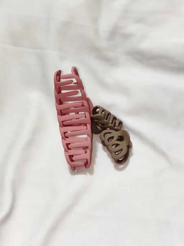 Pink_And_Brown_Chain_Link_Hair_Clips_Set_Pack_Of_3