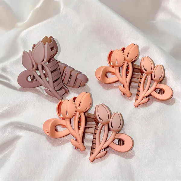 Peach_And_Mauve_Floral_Hair_Claw_Clips_Set_Pack_Of_3