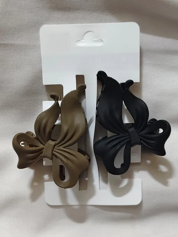 Black_And_Brown_Bow_Hair_Clips_Set_Pack_Of_3