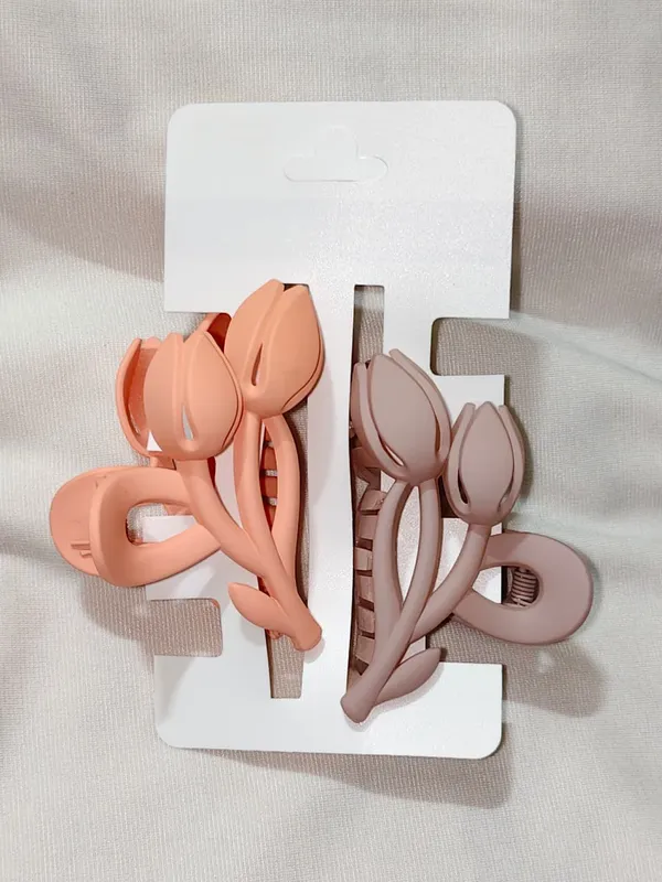 Peach_And_Mauve_Floral_Hair_Claw_Clips_Set_Pack_Of_3