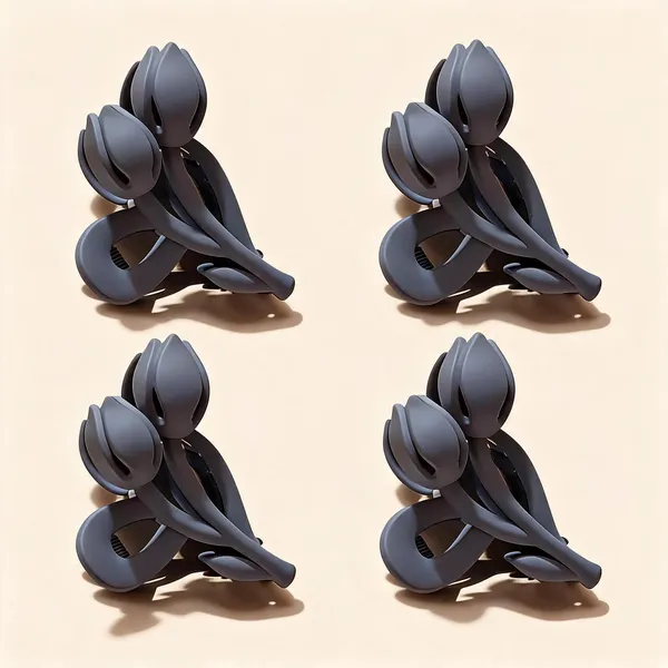 Grey_Sculpted_Floral_Hair_Clip_for_Women_Pack_Of_4