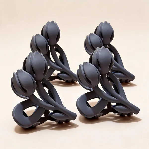 Grey_Sculpted_Floral_Hair_Clip_for_Women_Pack_Of_4