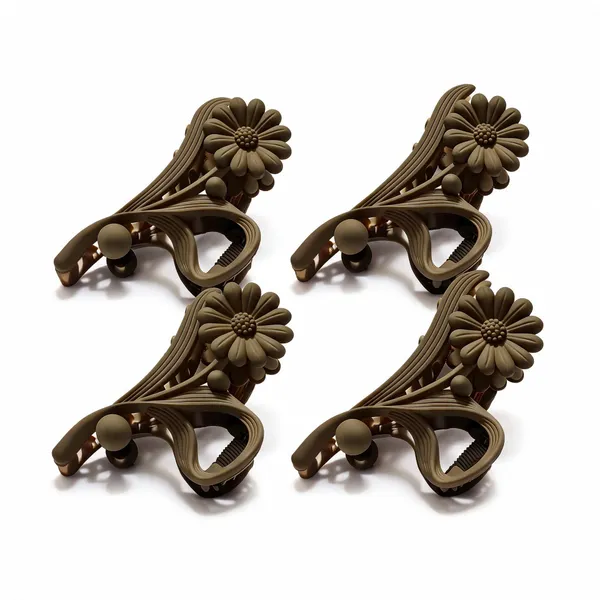 Olive_Floral_Claw_Hair_Clip_Pack_Of_4