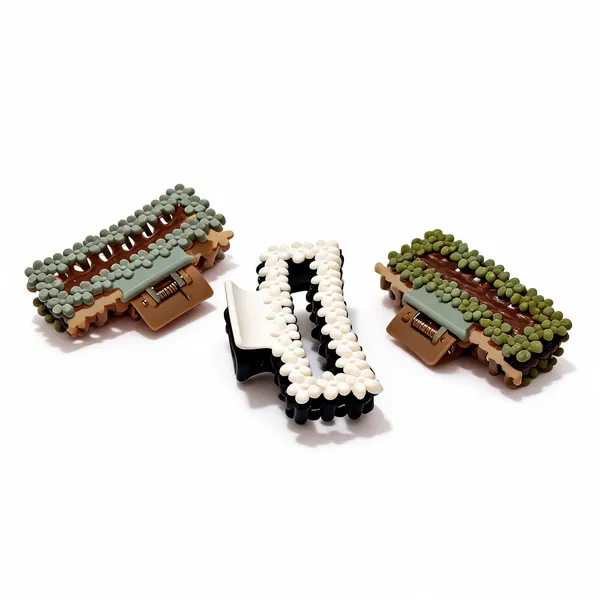 White_And_Grey_Beaded_Hair_Claw_Clips_Set_for_Women_Pack_Of_3