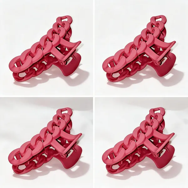 Pink_Plastic_Hair_Claw_Clips_Set_Pack_Of_4