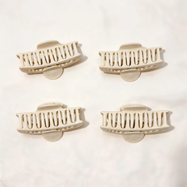 Cream_Curved_Claw_Hair_Clip_Pack_Of_4