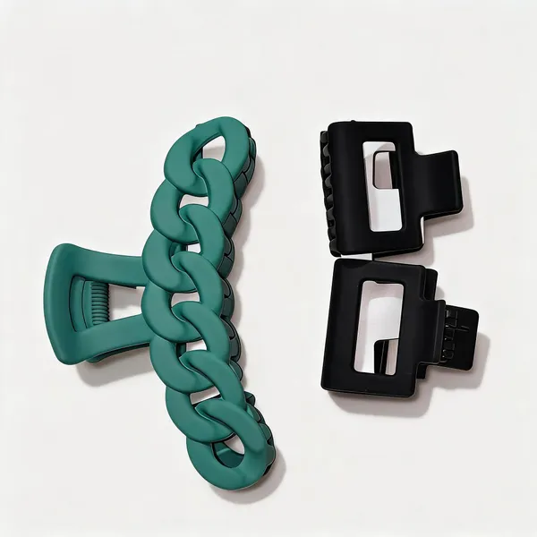 Teal_And_Black_Chain_Design_Hair_Clips_Set_Pack_Of_3
