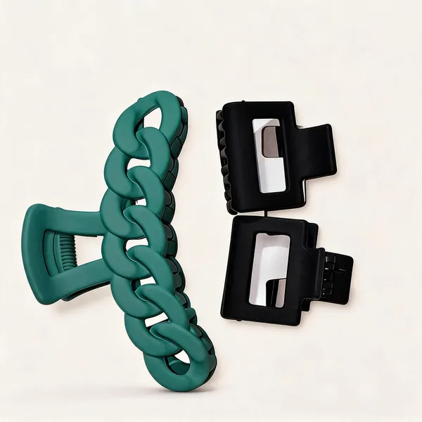 Teal_And_Black_Chain_Design_Hair_Clips_Set_Pack_Of_3