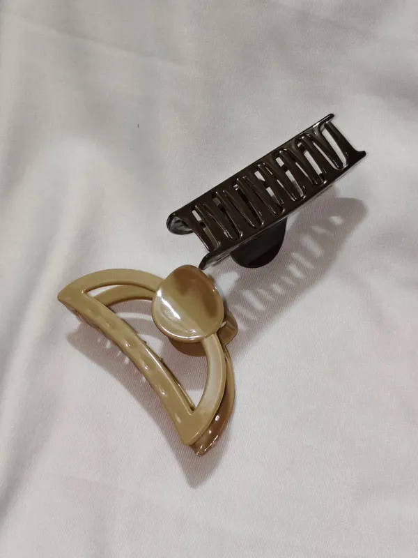Beige_And_Brown_Glossy_Hair_Claw_Clip_Set_Pack_Of_3
