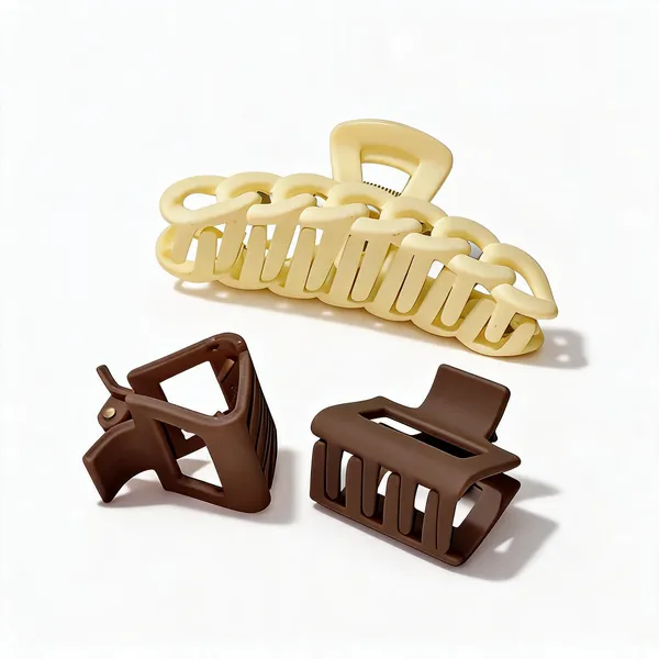 Cream_And_Brown_Claw_Hair_Clips_for_Women_Pack_Of_3