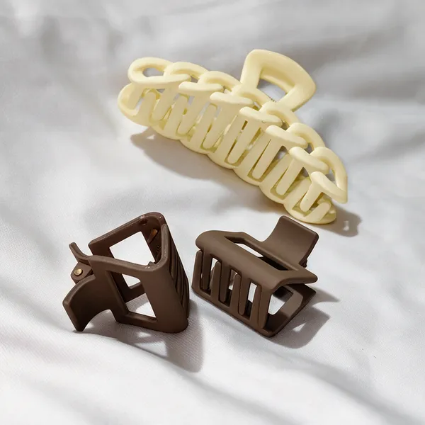 Cream_And_Brown_Claw_Hair_Clips_for_Women_Pack_Of_3