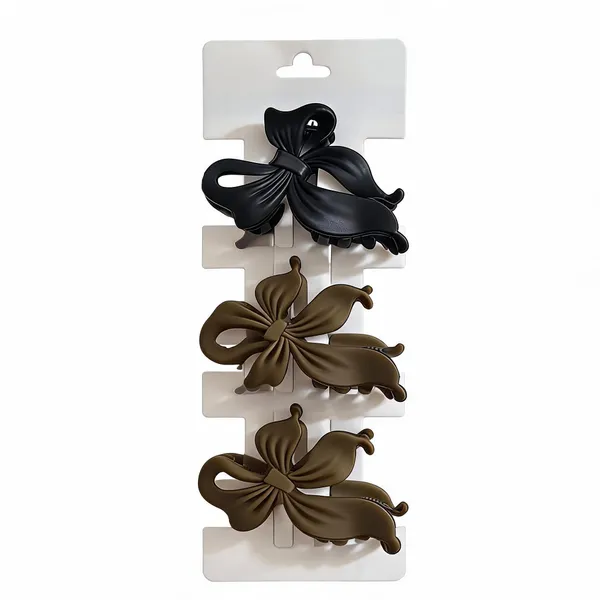 Black_And_Brown_Bow_Hair_Clips_Set_Pack_Of_3