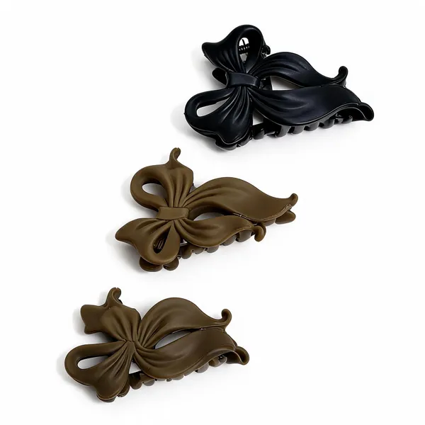 Black_And_Brown_Bow_Hair_Clips_Set_Pack_Of_3
