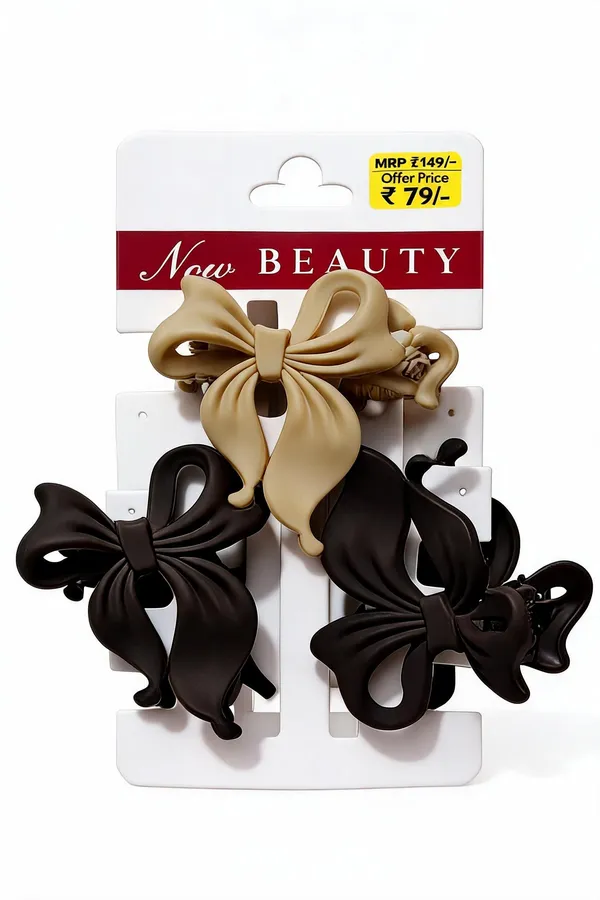 Beige_And_Black_Bow_Hair_Claw_Clips_Pack_Of_3
