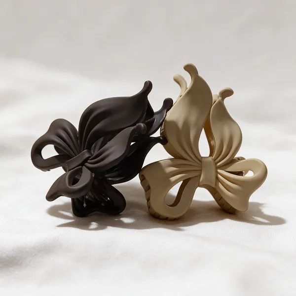 Beige_And_Black_Bow_Hair_Claw_Clips_Pack_Of_3
