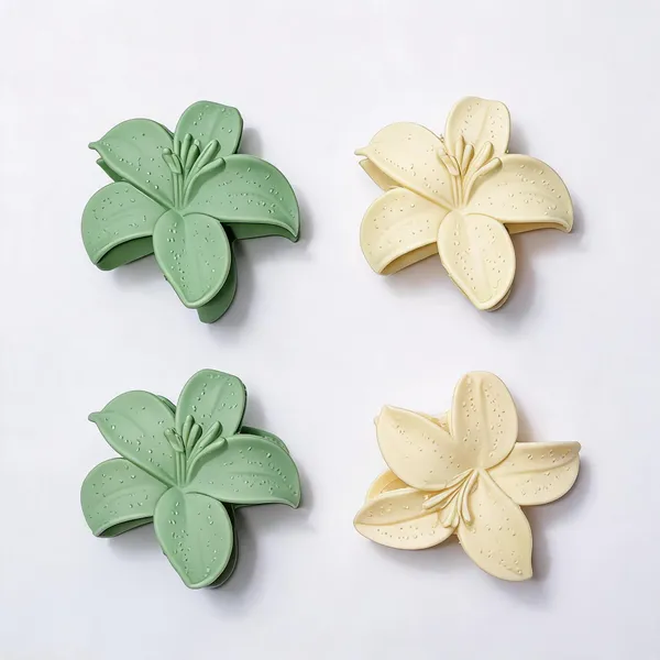 Green_And_Cream_Flower_Hair_Accessories_Pack_Of_4