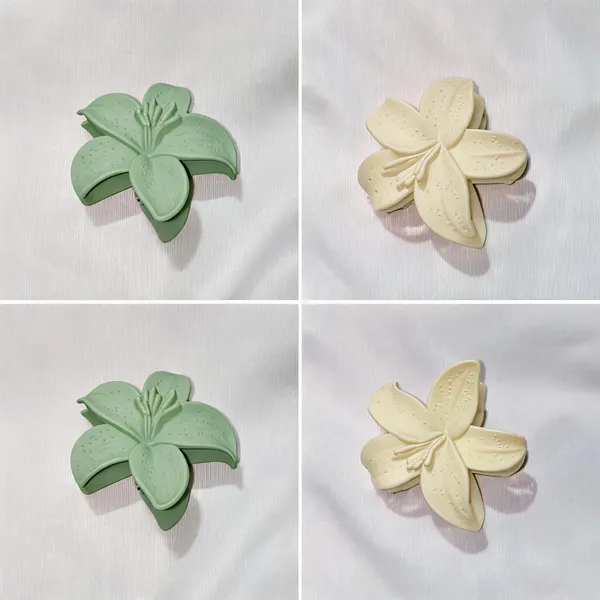 Green_And_Cream_Flower_Hair_Accessories_Pack_Of_4