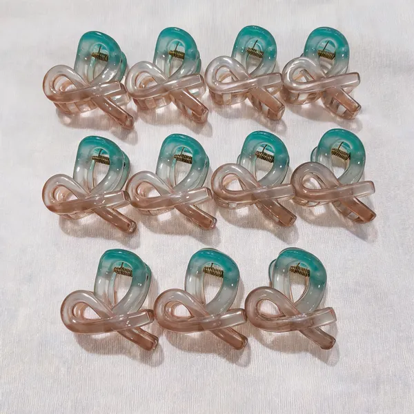 Peach_And_Teal_Translucent_Hair_Claw_Clip_Pack_Of_11