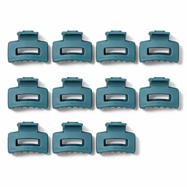 Teal_Plastic_Rectangular_Hair_Claw_Clip_Pack_Of_11