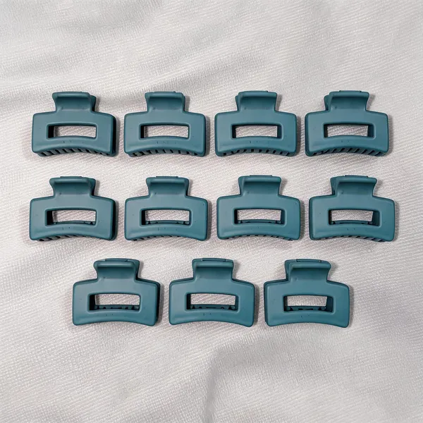 Teal_Plastic_Rectangular_Hair_Claw_Clip_Pack_Of_11