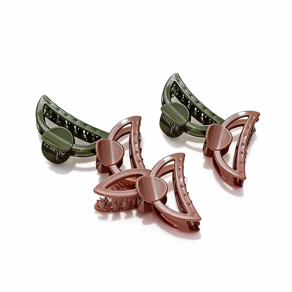 Green_And_Pink_Curved_Claw_Hair_Clips_Set_Pack_Of_3